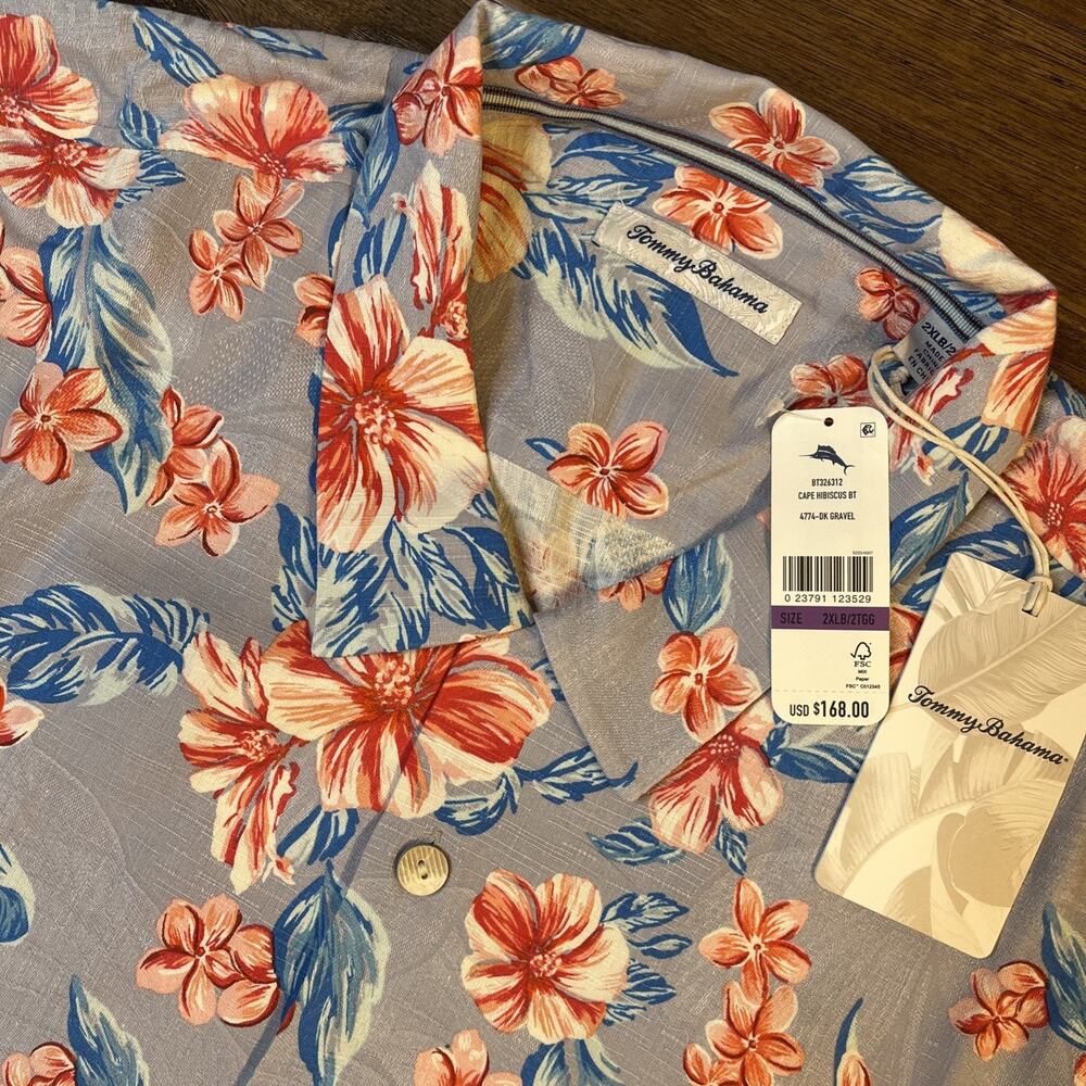 NWT Tommy Bahama‎ Cape Hibiscus 100% Silk Camp Shirt Big & Tall Men’s 2XLB $168